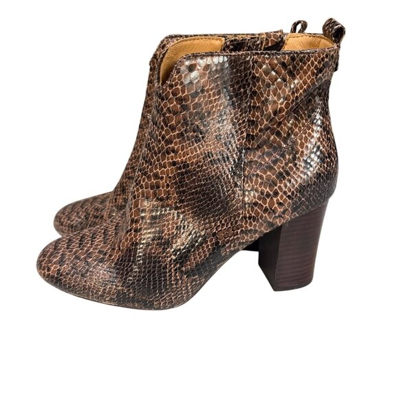 Lucca Lane Brown Snakeskin Print Leather Ankle Boots With Block Heel Size 9Women - Picture 1 of 8